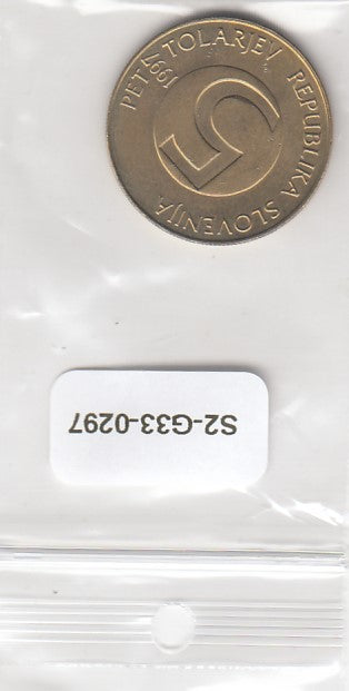 S2-G33-0297 Slovenia 5 Tolarjev UNC 1997 KM6