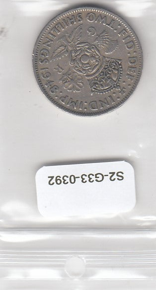S2-G33-0392 Great Britain 2 Shillings VF 1948 KM865