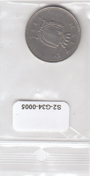 S2-G34-0005 Malta 25 cents VF 1995 KM97