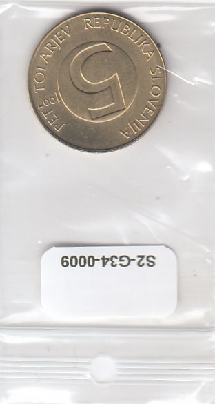 S2-G34-0009 Slovenia 5 Tolarjev UNC 1997 KM6