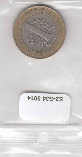 S2-G34-0014 Turkey 1 Lira VF- 2009 KM1244
