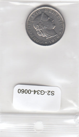 S2-G34-0060 Switzerland 20 Rappen VF+ 1976 KM29a