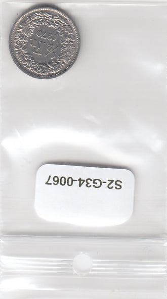 S2-G34-0067 Switzerland 1/2 franc VF 1970 KM23a