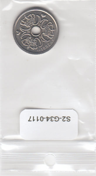 S2-G34-0117 Denmark 1 Krone XF/UNC 1992 KM873.1