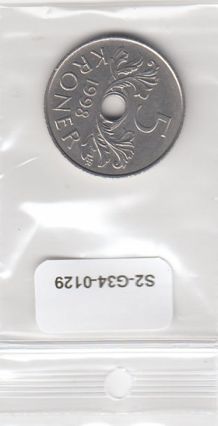 S2-G34-0129 Norway 5 Kroner VF 1998 KM463