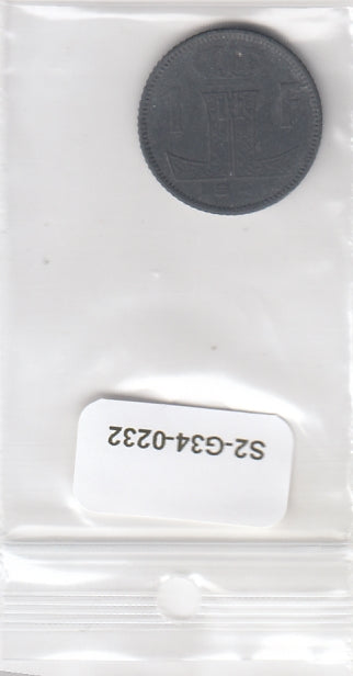 S2-G34-0232 Belgium 1 Franc VF 1941 KM127  BELGIQUE-BELGIE