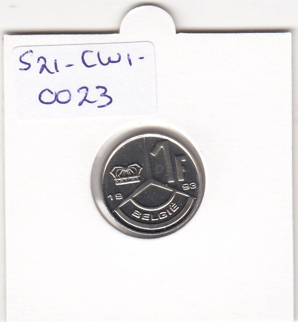 S21-CW1-0023 Belgium 1 Franc 1993  KM170 FDC Belgique