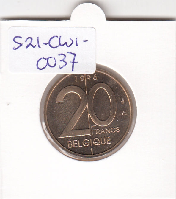 S21-CW1-0037 Belgium 20 Franc 1996  KM191 FDC Belgique