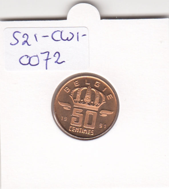 S21-CW1-0072 Belgium 50 centimes 1991  KM145 FDC Belgie