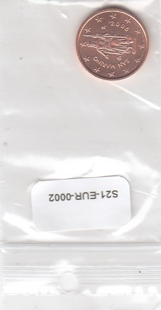 S21-EUR-0002-M09 San Marino 2 Cent UNC 2006 KM441