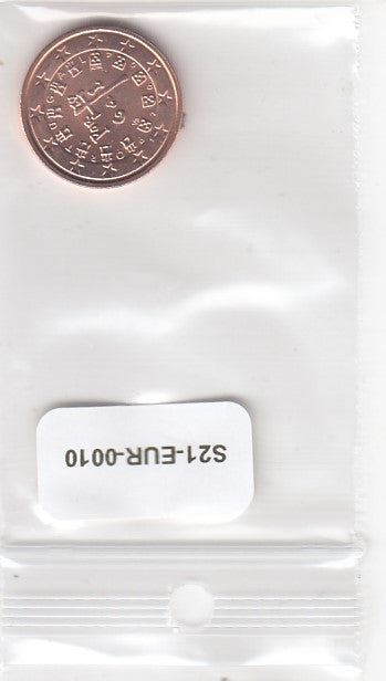 S21-EUR-0010-M25 Portugal 2 Cent UNC 2004 KM741