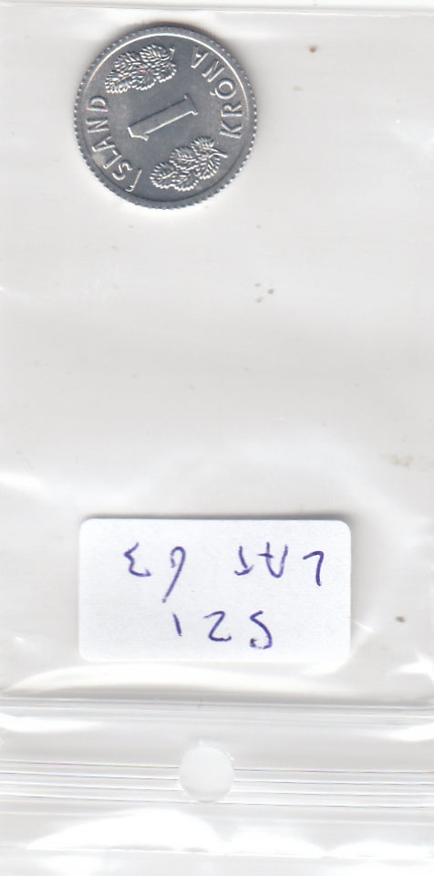 S21-LAT-0063-M03 Iceland 1 Krona UNC 1977 KM 23