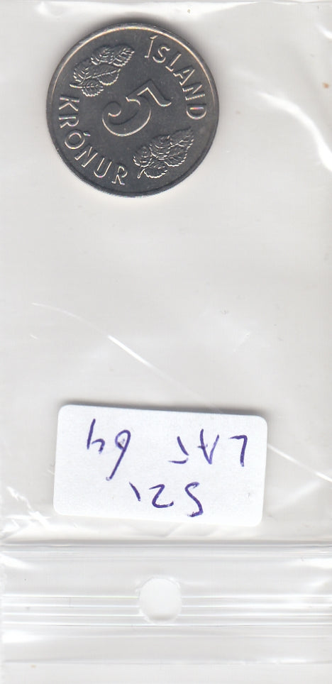 S21-LAT-0064-M04 Iceland 5 Kronur UNC 1980 KM 18
