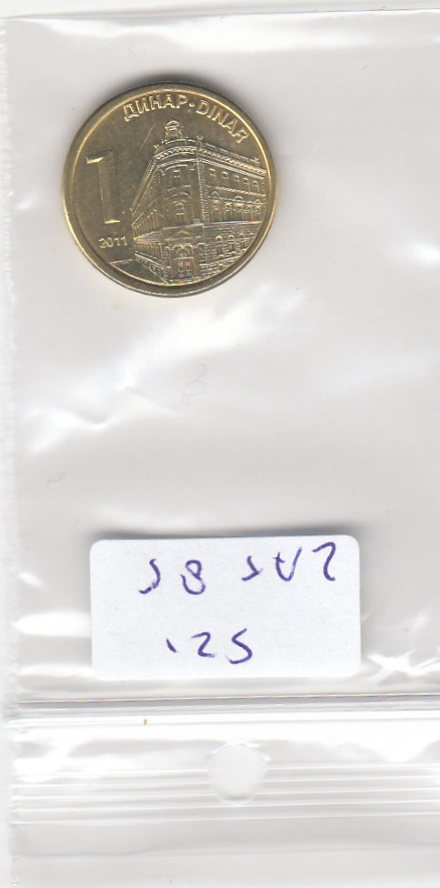 S21-LAT-0085-M05 Servië 1 Dinar UNC 2011 KM 54