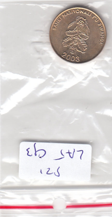 S21-LAT-0093-M02 Rwanda 5 Francs UNC 2003 KM 23