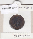 S21-N01-0018 Australia 2 Cents VF  1968 KM63