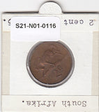 S21-N01-0116 South Africa 2 Cents VF  1965 KM66.1   South-Suid