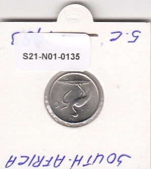 S21-N01-0135 South Africa 5 Cents XF 1983 KM84   Suid-South
