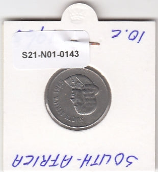S21-N01-0143 Zuid-Afrika 10 Cent ZFr 1965 KM68.1 Zuid-Suid