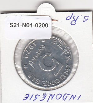 S21-N01-0200 Indonesia 5 Rupiah VF  1974 KM37   Family Program