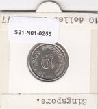 S21-N01-0255 Singapore 10 Cents XF 1977 KM3