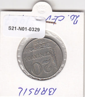 S21-N01-0329 Brazil 20 Centavos VF 1967 KM579