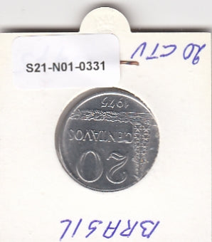 S21-N01-0331 Brazil 20 Centavos XF 1975 KM579.1a