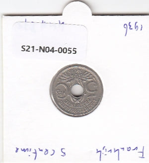 S21-N04-0055 France 5 Centimes VF 1936 KM875