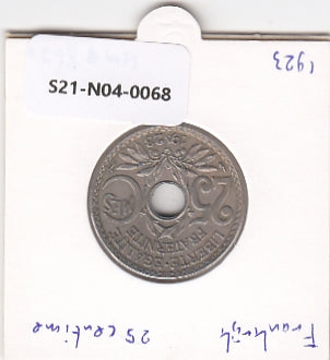 S21-N04-0068 France 25 centimes VF/XF 1923 KM867a
