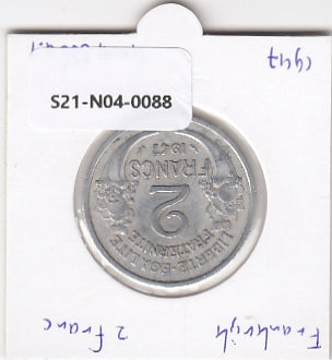S21-N04-0088 France 2 Francs  VF 1947 KM886a.1