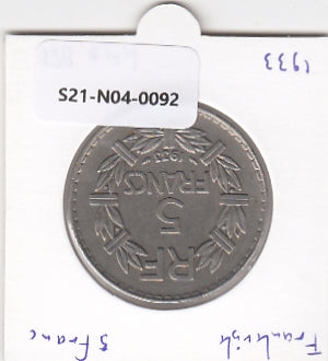 S21-N04-0092 Frankrijk 5 Francs ZFr+ 1933 KM888