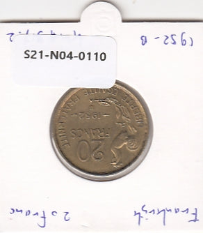 S21-N04-0110 France 20 Francs  VF 1952 KM917.2 B