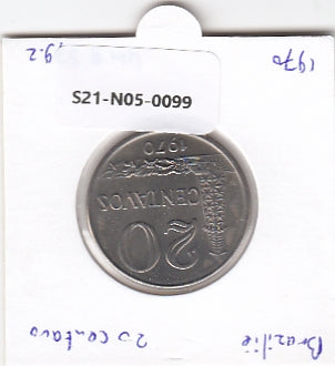 S21-N05-0099 Brazil 20 Centavos UNC 1970 KM579.2