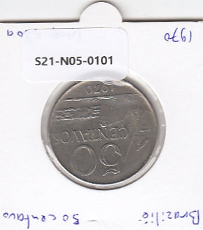 S21-N05-0101 Brazil 50 Centavos VF 1970 KM580a
