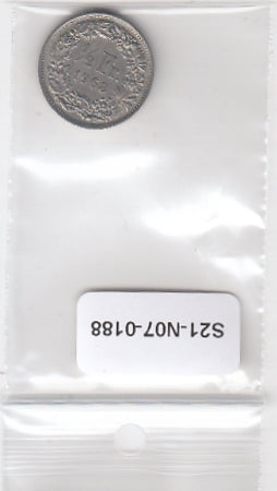 S21-N07-0188 Switzerland 1/2 Franc VF 1968 KM23a