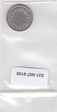 S21-N07-0195 Switzerland 1/2 Franc VF 1970 KM23a