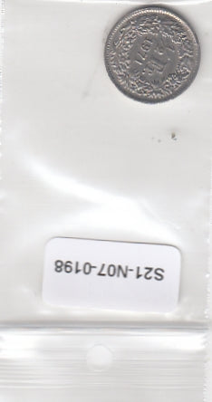 S21-N07-0198 Switzerland 1/2 Franc VF 1971 KM23a