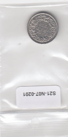 S21-N07-0201 Switzerland 1/2 Franc VF 1974 KM23a