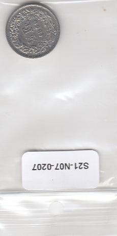 S21-N07-0207 Switzerland 1/2 Franc VF 1980 KM23a