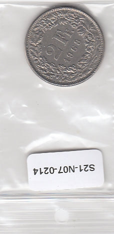 S21-N07-0214 Switzerland 2 franc VF 1968 KM21a