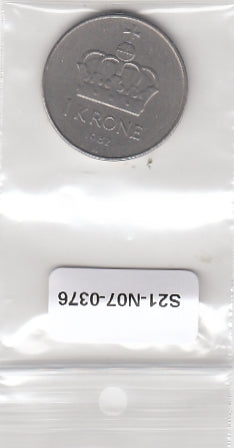 S21-N07-0376 Norway 1 Krone VF 1982 KM419