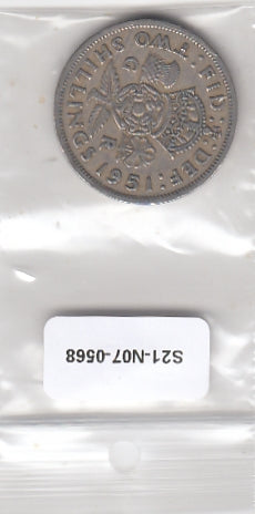 S21-N07-0568 United Kingdom 2 Shillings VF 1951 KM878