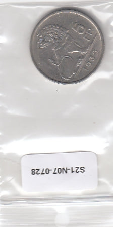 S21-N07-0728 Belgium 5 Franc VF 1939 KM117   belgie