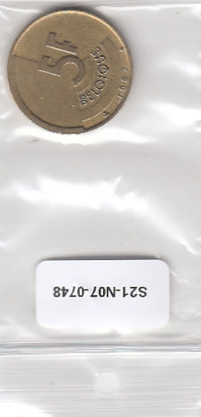 S21-N07-0748 Belgium 5 Francs VF 1987 KM163   Waals