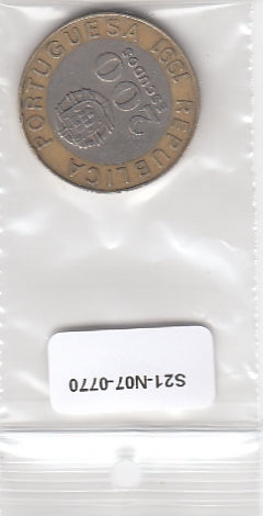 S21-N07-0770 Portugal 200 Escudos VF 1991 KM655