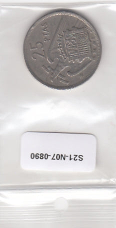 S21-N07-0890 Spain 25 Pesetas VF 1957 KM787 (*70)