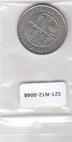 S21-N12-0068 Iceland 10 Kronur UNC 1984 KM29