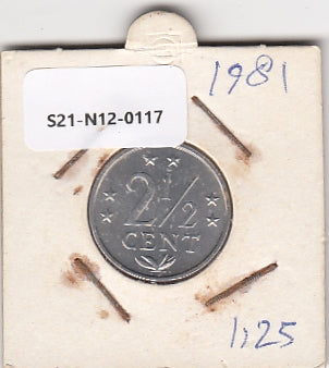 S21-N12-0117 Antilles 2 1/2 Cent XF/UNC 1980 KM9a
