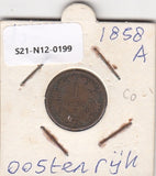 S21-N12-0199 Austria 1 Kreuzer VF- 1860 KM2186 A