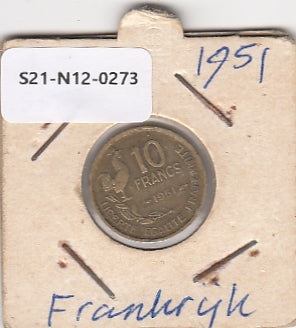 S21-N12-0273 France 10 Franc VF 1951 KM915